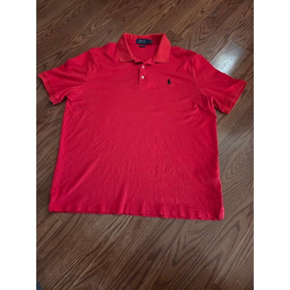 Polo Ralph Lauren Mens Classic Fit Red Short Sleeve Pique Polo Shirt Large